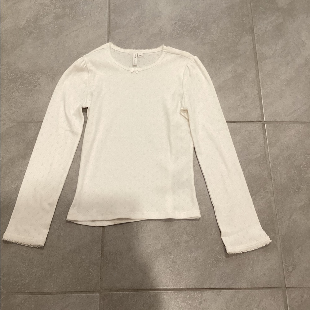 Kids White Long Sleeve Top